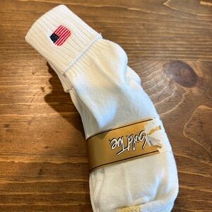 Gold Toe White Socks with American Flag embroidery